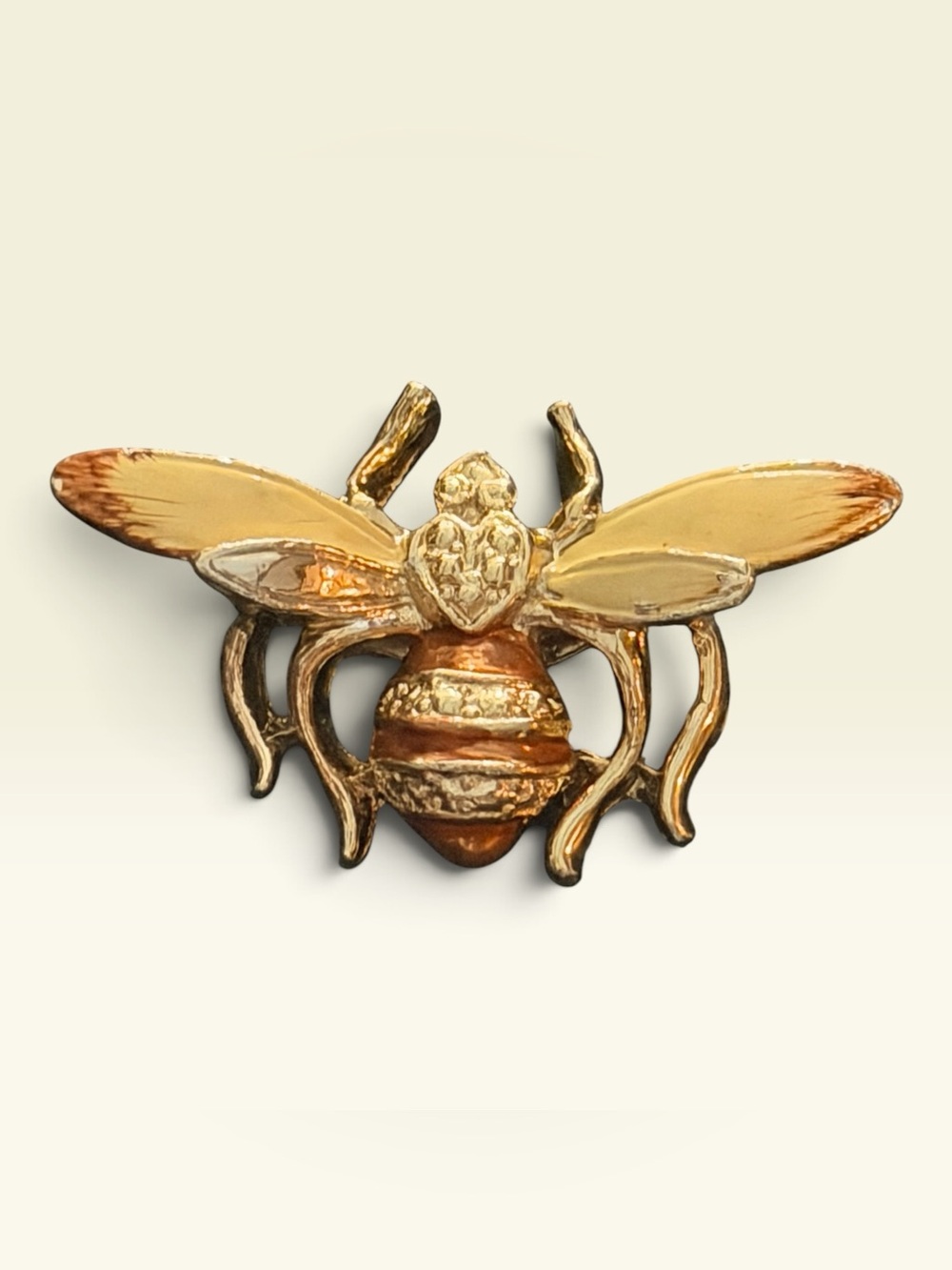 Gold & Bronze Bee Brooch - Elegant Insect Pin